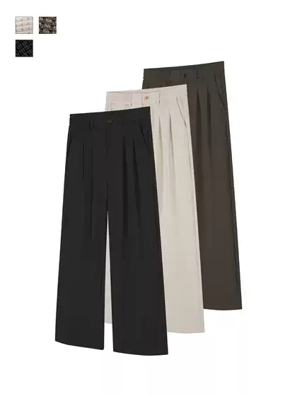 Black Donkey Street Creative Home Basic Three-Dimensional Double Pleated Draped Trousers Unisex 25 Summer Loose Casual Long Pants