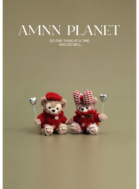 AMNN 甜酷CP气球小熊包包挂件情侣红色高级感创意礼物钥匙扣挂饰