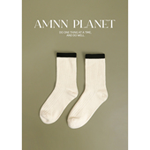 款 AMNN 针织袜子女士2025年四季 撞色百搭弹性中筒透气防臭潮袜ins
