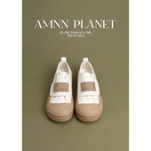 厚底魔术贴帆布鞋 女2025夏季 新款 AMNN 透气ins潮百搭休闲小众板鞋