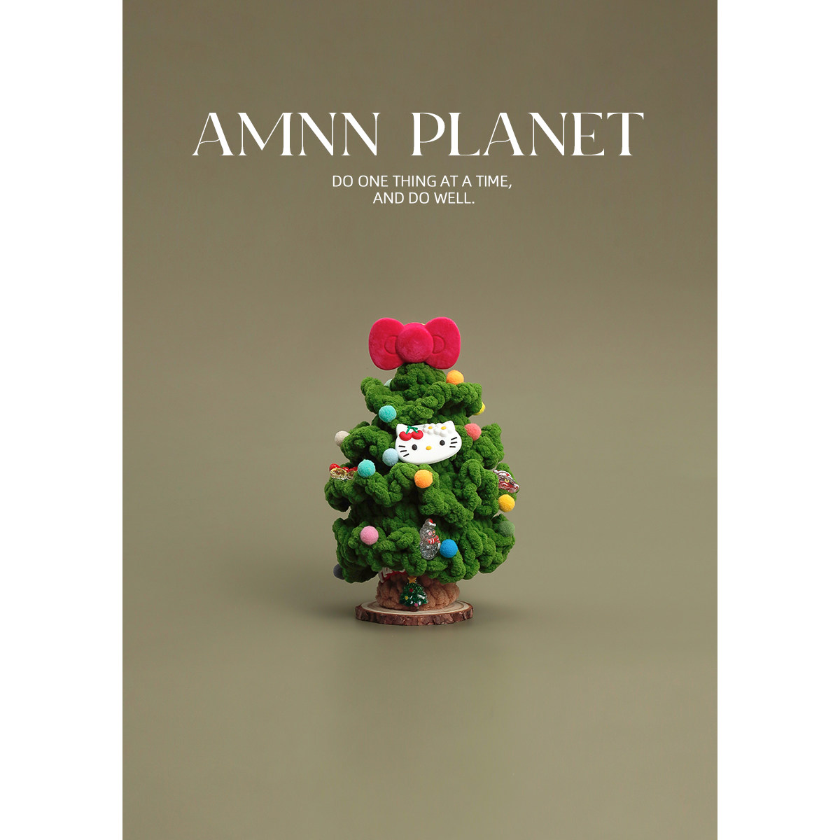 AMNN猫咪蝴蝶结毛线圣诞树摆件