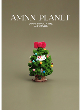 AMNN猫咪蝴蝶结毛线圣诞树摆件