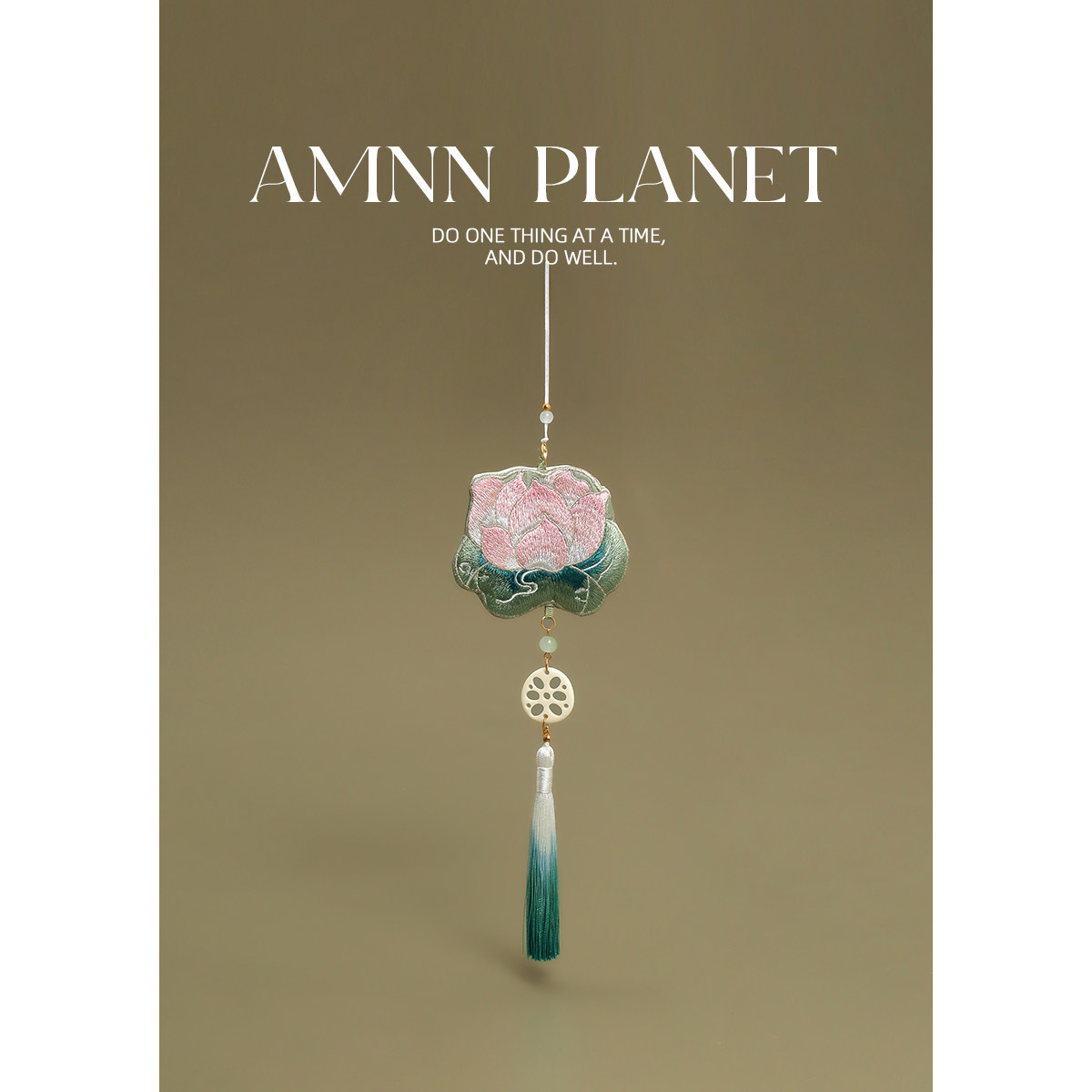 AMNN 国风刺绣荷花香囊汽车挂件福袋汉服腰佩随身襟步平安挂饰