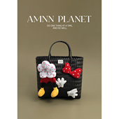 AMNN可爱卡通蝴蝶结波点少女编织菜篮子2025新款 大容量通勤手拎篮