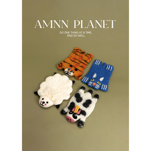 AMNN 手工制作可爱羊毛毡动物杯垫童趣隔热垫餐垫防烫创意礼物
