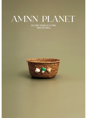 AMNN 原创编织可爱篮子厨房姜蒜小筐玄关桌面杂物零食钥匙储物篮