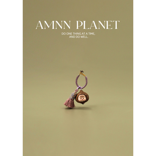 AMNN 胜蒜在握天然紫檀木雕卡通可爱钥匙扣挂件创意小众包包挂饰