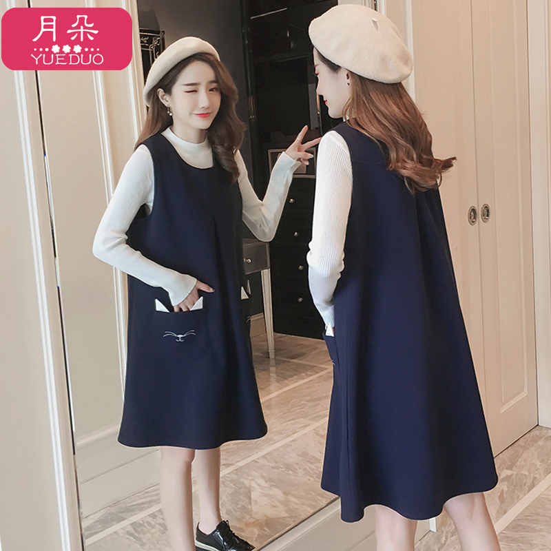 12-02新券2019孕妇装春装新款背带连衣裙毛衣