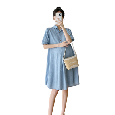 孕妇裙子中长款2025夏季薄款宽松A字裙上衣小香风孕妇连衣裙夏装