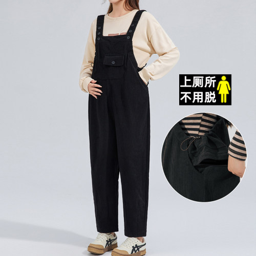 孕妇装春秋款免脱背带裤外穿长裤