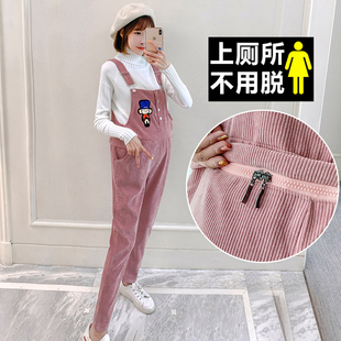 套装 加厚加绒长裤 秋冬款 子吊带裤 2025春秋外穿灯芯绒裤 孕妇背带裤