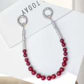 老阿姨手工本命年转运气质时尚 百搭结实双扣手机链红色车钥匙挂件