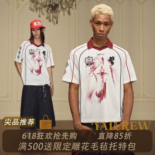 YADcrew黑红闪钻翻领POLO衫