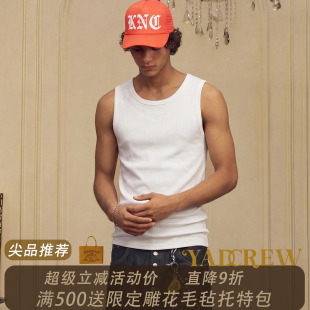 YADcrew巴洛克刺绣紧身黑色背心紧身打底弹力背心无袖上衣