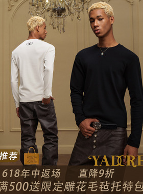 【春现货】YAD方盒LOGO弹力修身长袖T恤男印花圆领宽松型百搭打底