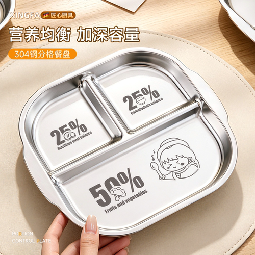 304不锈钢211减脂定量餐盘