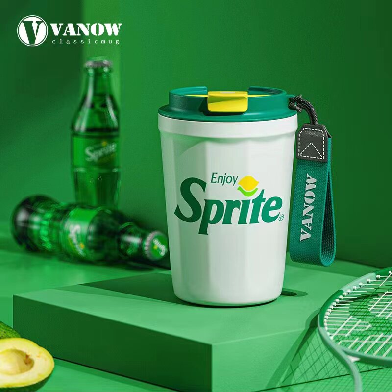 英国vanow雪碧联名咖啡保温杯女陶瓷内胆学生便携式男随行水杯子