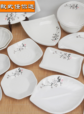 A5密胺白色小吃碟 火锅餐具配菜碟生菜桶凉菜盘子KTV小吃盘子加厚