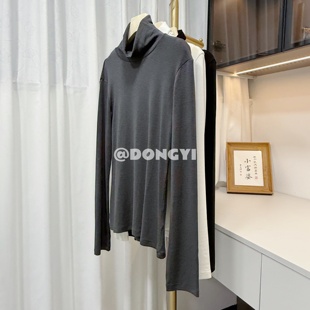 【DY】100%绵羊毛打底衫纯色长袖前后中线T恤休闲简约百搭亲肤