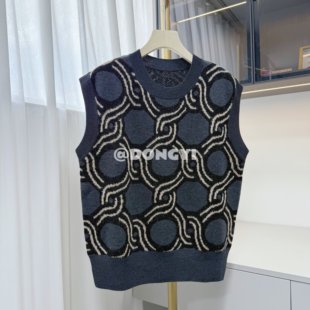 【DY】高定款羊毛无袖背心慵懒时尚双面提花廓形针织马甲百搭时髦