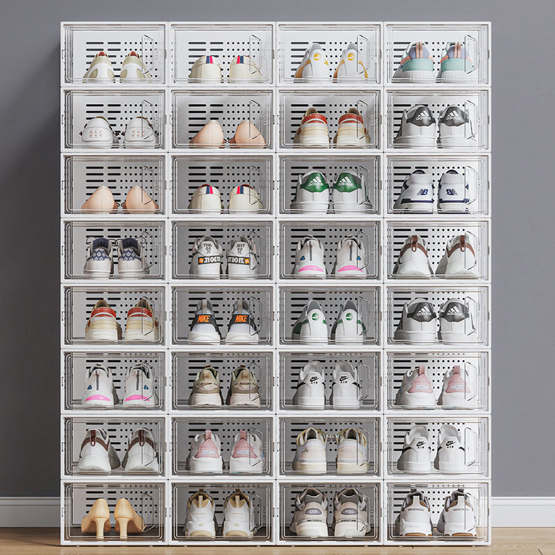 透明鞋盒收纳盒塑料卧室折叠抽屉式防尘鞋子收纳神器省空间鞋柜