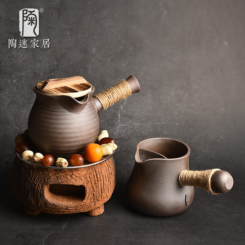 陶迷粗陶侧把壶围炉煮茶罐罐茶