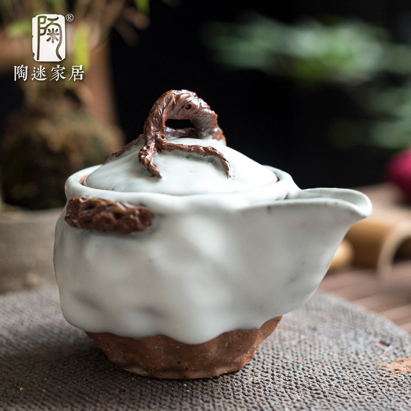 陶迷志野烧手抓壶陶瓷宝瓶茶壶家用中式粗陶泡茶器柴烧可养茶具