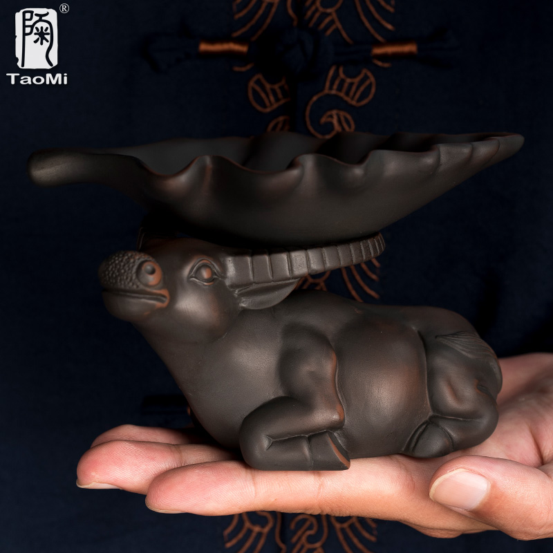 陶迷紫陶茶漏套装家用手工紫砂卧牛茶宠陶瓷茶具茶滤茶叶过滤器