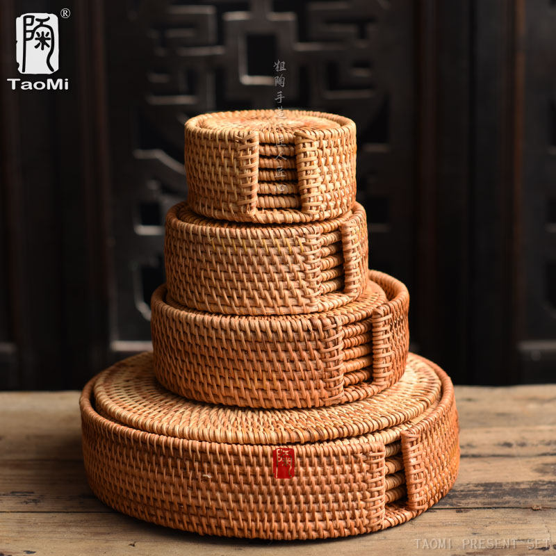 陶迷越南藤编杯垫紫砂壶垫铁壶手工实木茶杯垫套装防烫防滑碗盘垫,餐饮具,杯垫,淘宝优惠券,粉丝福利购,淘宝优惠卷