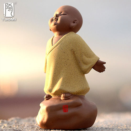 陶迷紫砂小和尚摆件幻空茶具茶道