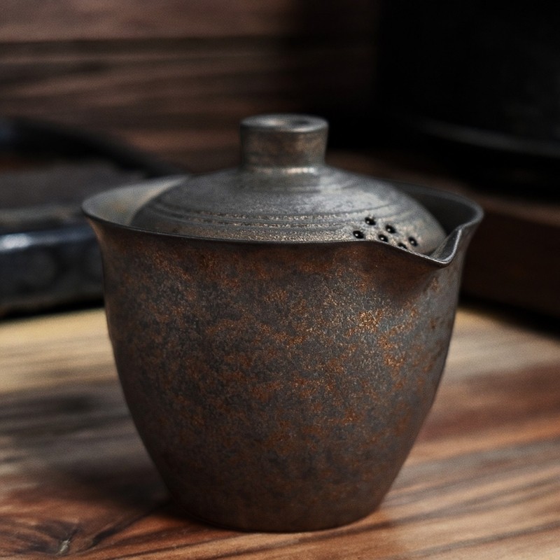 陶迷手工鎏金宝瓶茶壶创意中式家用陶瓷手抓壶仿古功夫茶具大盖碗