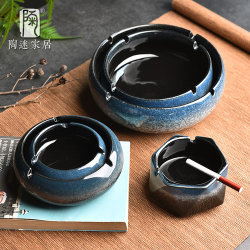 大号烟灰缸窑变陶瓷创意烟缸