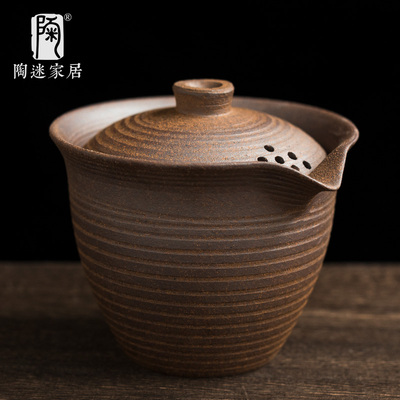 陶迷原矿粗陶宝瓶茶壶手拉胚手抓壶陶瓷创意家用单壶复古泡茶器