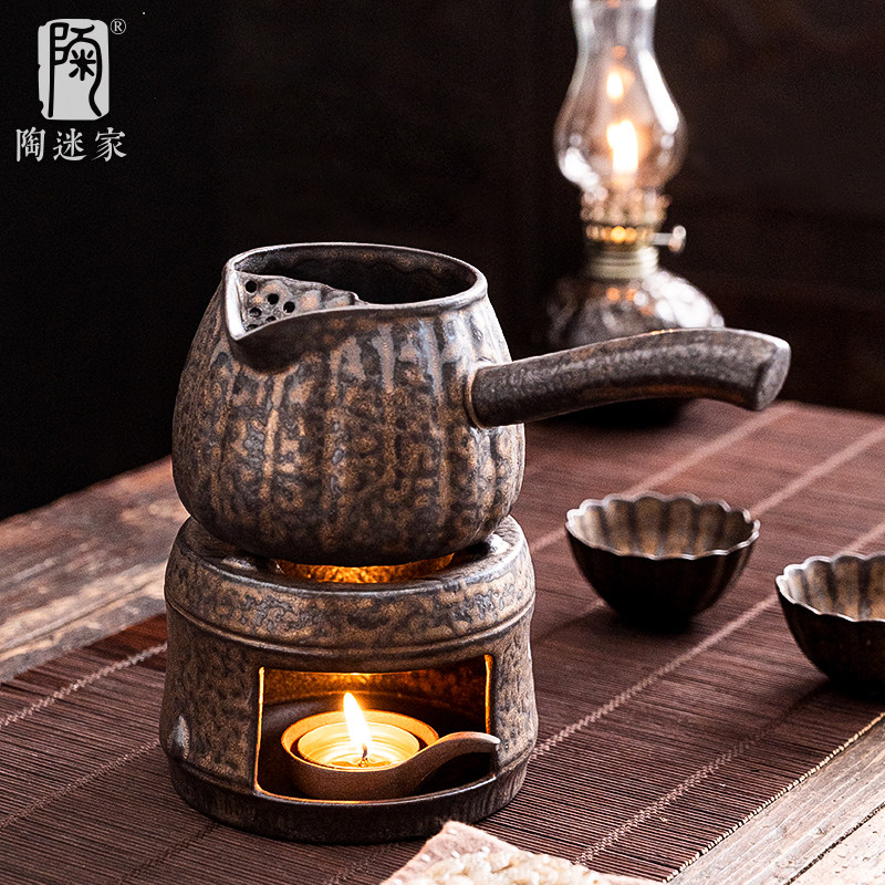 陶迷鎏金铁釉南瓜侧把罐罐茶壶