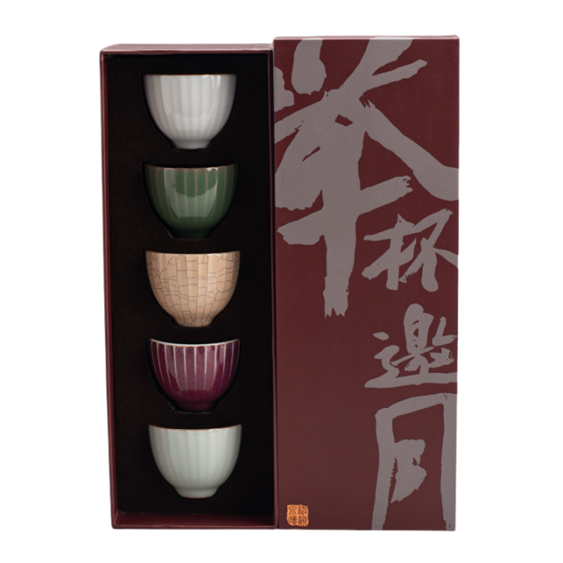 五大名窑茶杯套装礼盒大号品茗杯陶瓷主人杯茶盏茶碗杯子功夫茶具