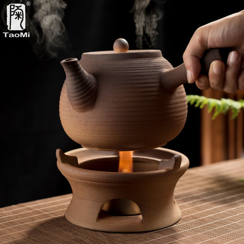 陶迷陶瓷养生煮茶壶套组大容量侧把壶耐高温烧水壶原矿粗陶泡茶炉