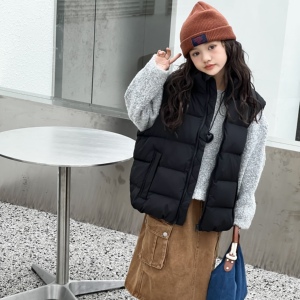 2023秋冬新款儿童羽绒服男童女童宝宝马甲加厚立领中大童坎肩潮