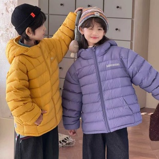 韩国儿童排骨轻薄90白鸭绒羽绒服男童女童连帽中大童秋冬新款外套