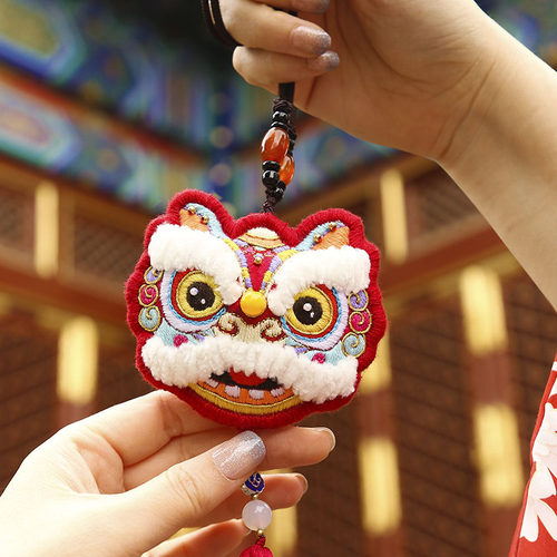 醒狮刺绣diy材料包气派双流苏