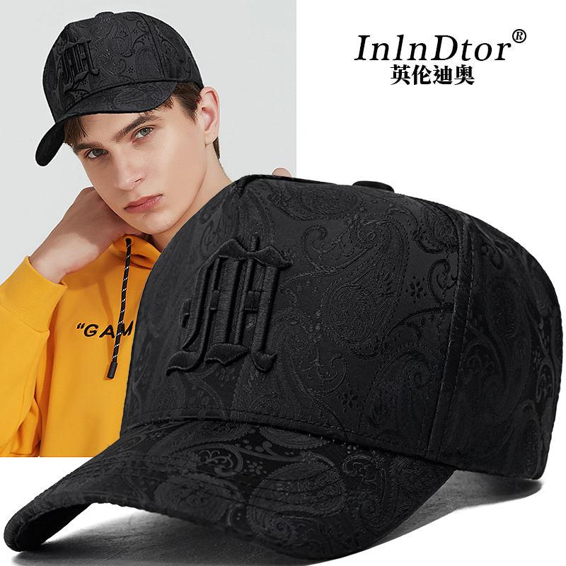 英伦迪奥高顶品牌帽子男潮棒球帽时尚高档印花腰果鸭舌帽男2023年