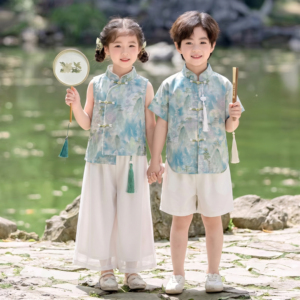 男女童汉服中国风古装六一儿童演出服2026夏季新款短袖薄款表演服