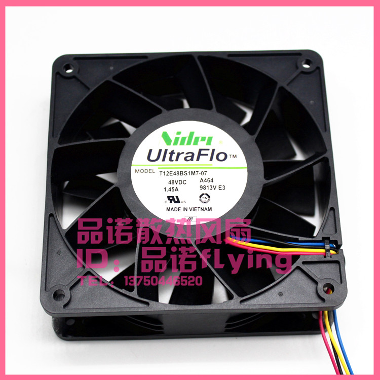 T12E48BS1M7-07 NIDEC 12038 48VDC 1.45A 4线进口服务器散热风扇