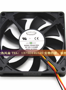 R248015DH EVERFLOW 8cm 8015 24V 0.32AMP 变频器大风量散热风扇