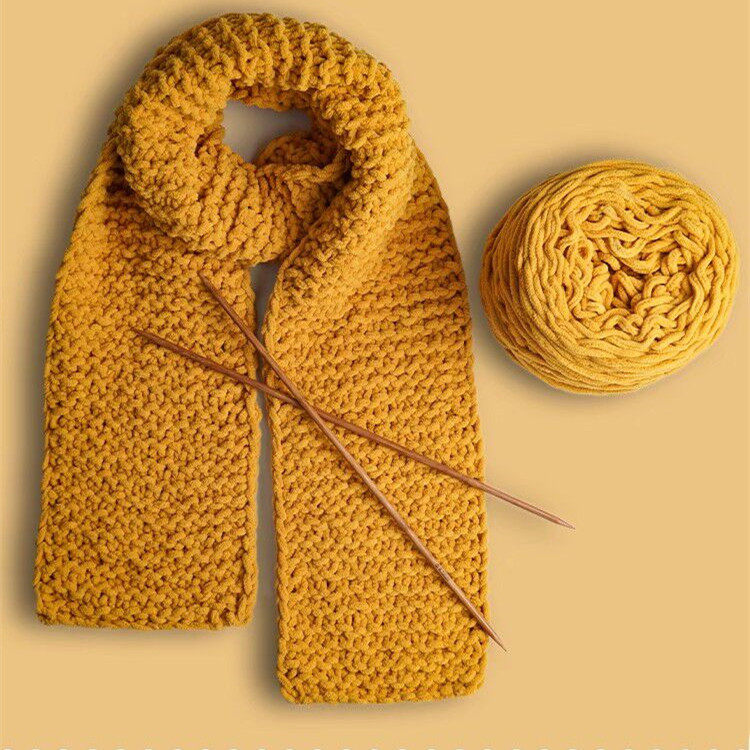 手工编织粗毛线织围巾围脖线diy材料包冰条毛线珊瑚绒面毛线