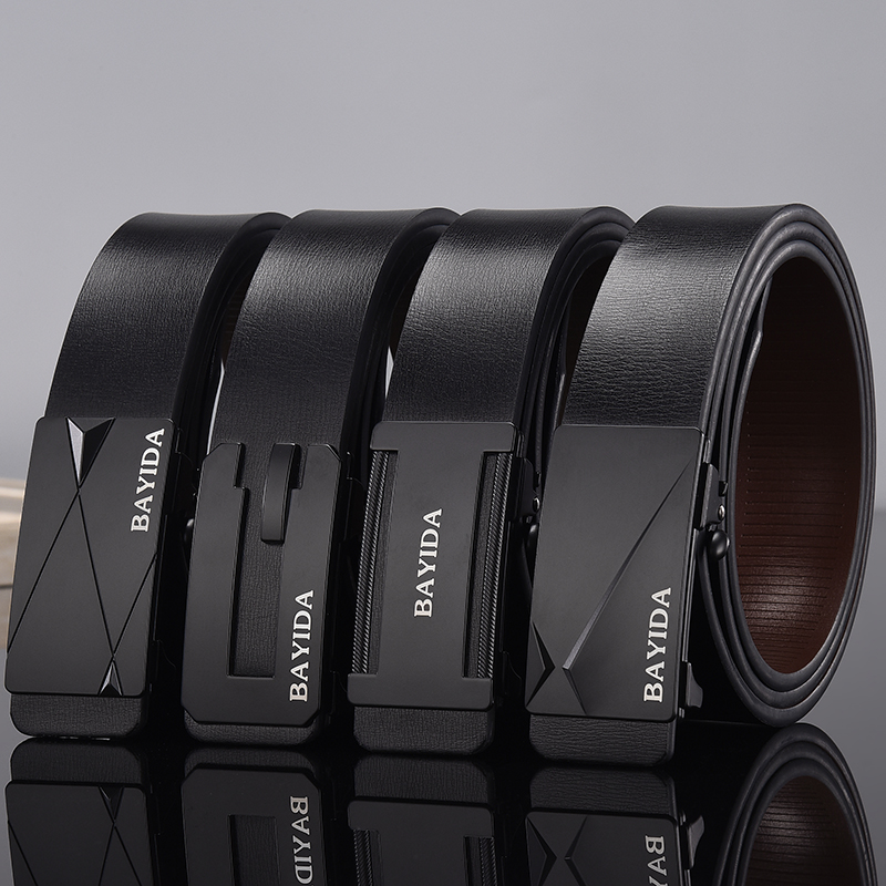 皮带男正品青年无牙自动扣男士皮带年轻人休闲百搭腰带潮