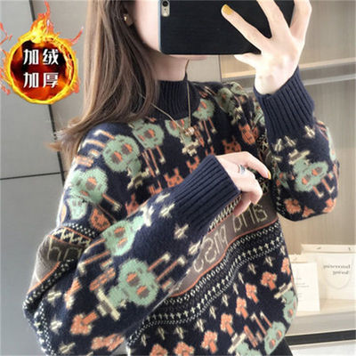 女童加厚加绒毛衣冬季新款