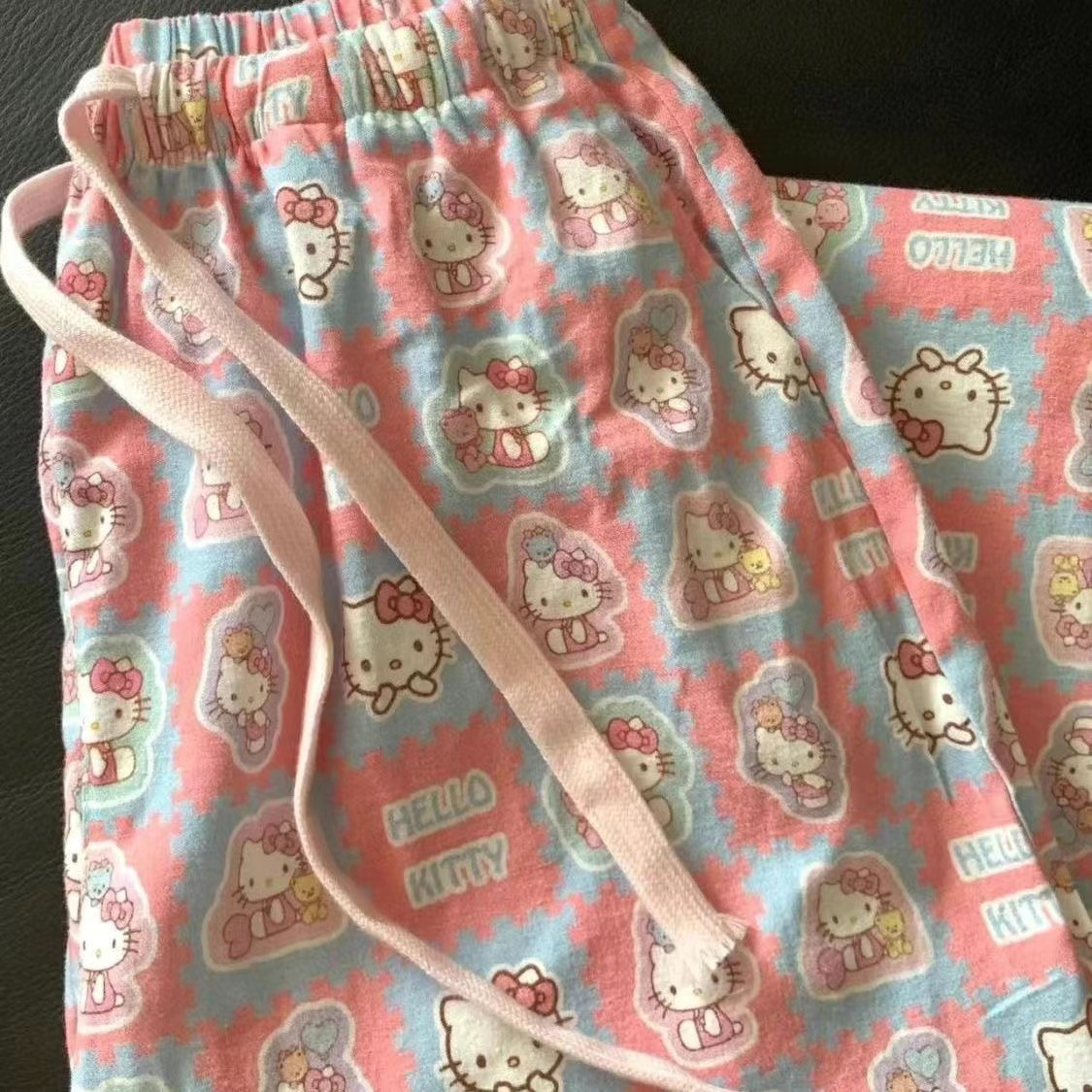 凯蒂猫纯棉可爱睡裤女柔软亲肤休闲宽松女生卡通春秋长裤家居裤P