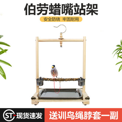 伯劳鸟站架八哥蜡嘴鹩哥四喜悬挂外出笼子鸟绳脖套训练花椒棍架子
