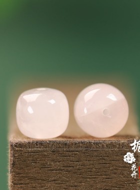 10mm天然冰透桃花粉水晶老型珠桶珠配饰diy发簪头饰配件散珠B238