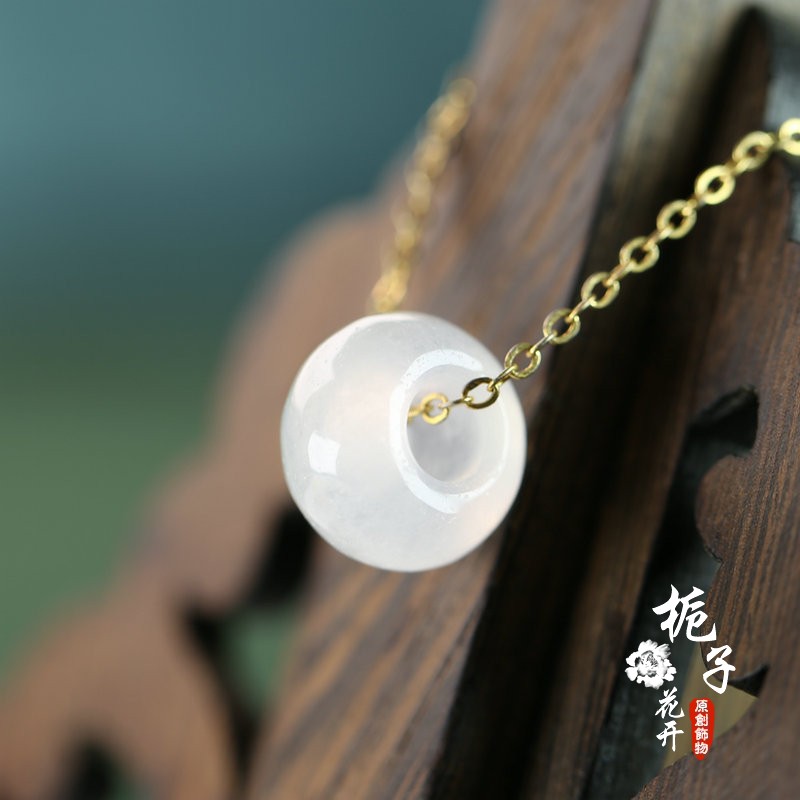 14*9mm月光白算盘珠天然巴山翠